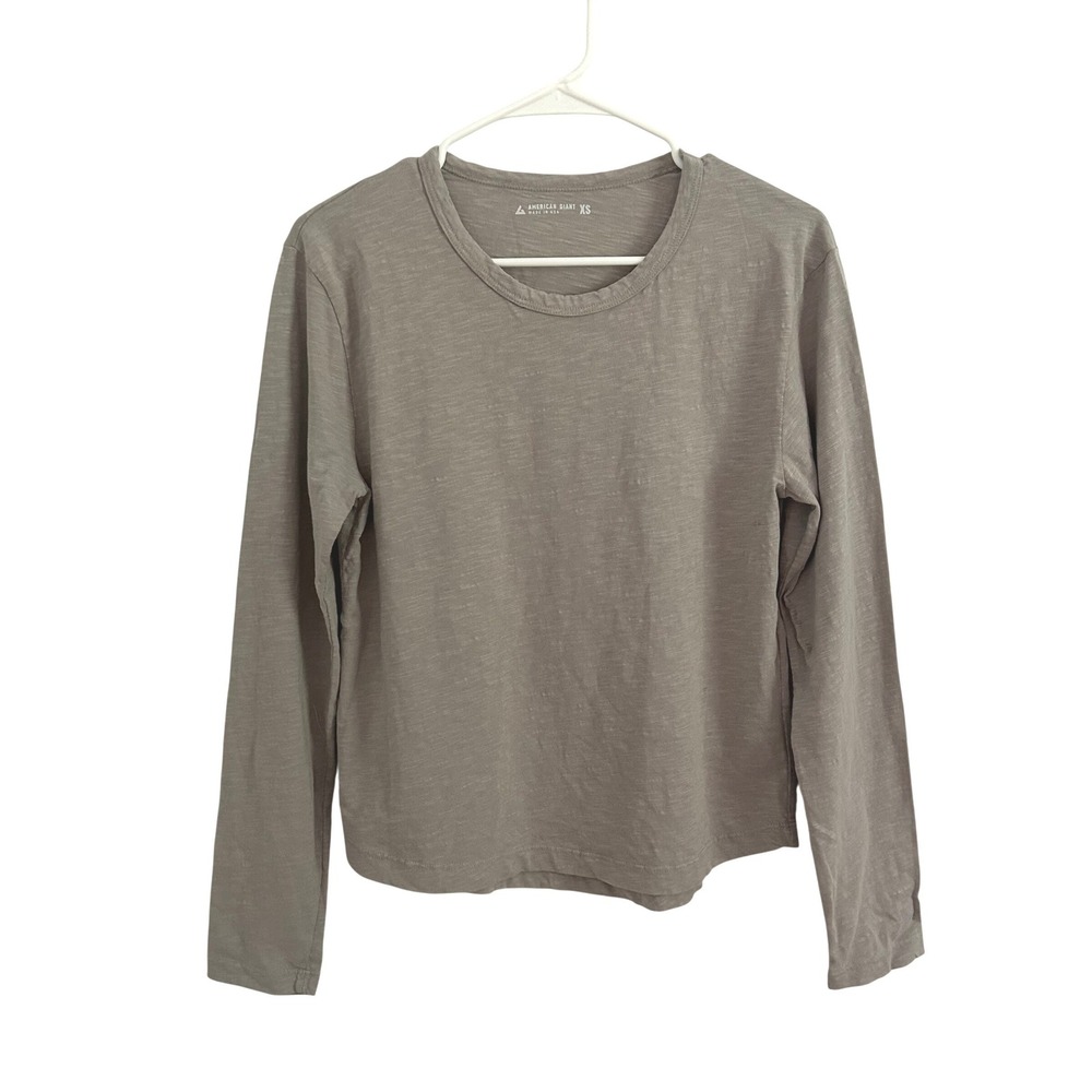 American Giant Womens Gray Long Sleeve Slub Cotton Tee T-Shirt XS NWOT